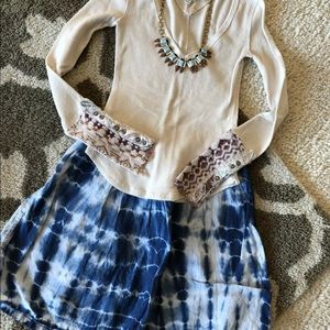 Madewell J.Crew 0 tie dye boho skirt blue linen cottagecore lagenlook gypsy